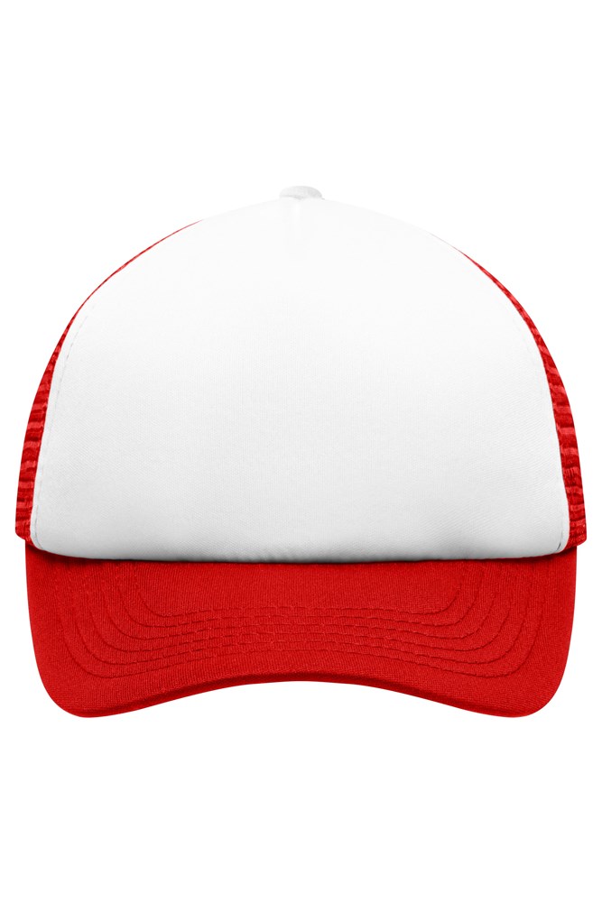 5 Panel Polyester Mesh Cap for Kids - White/red (ca. Pantone white
200C)