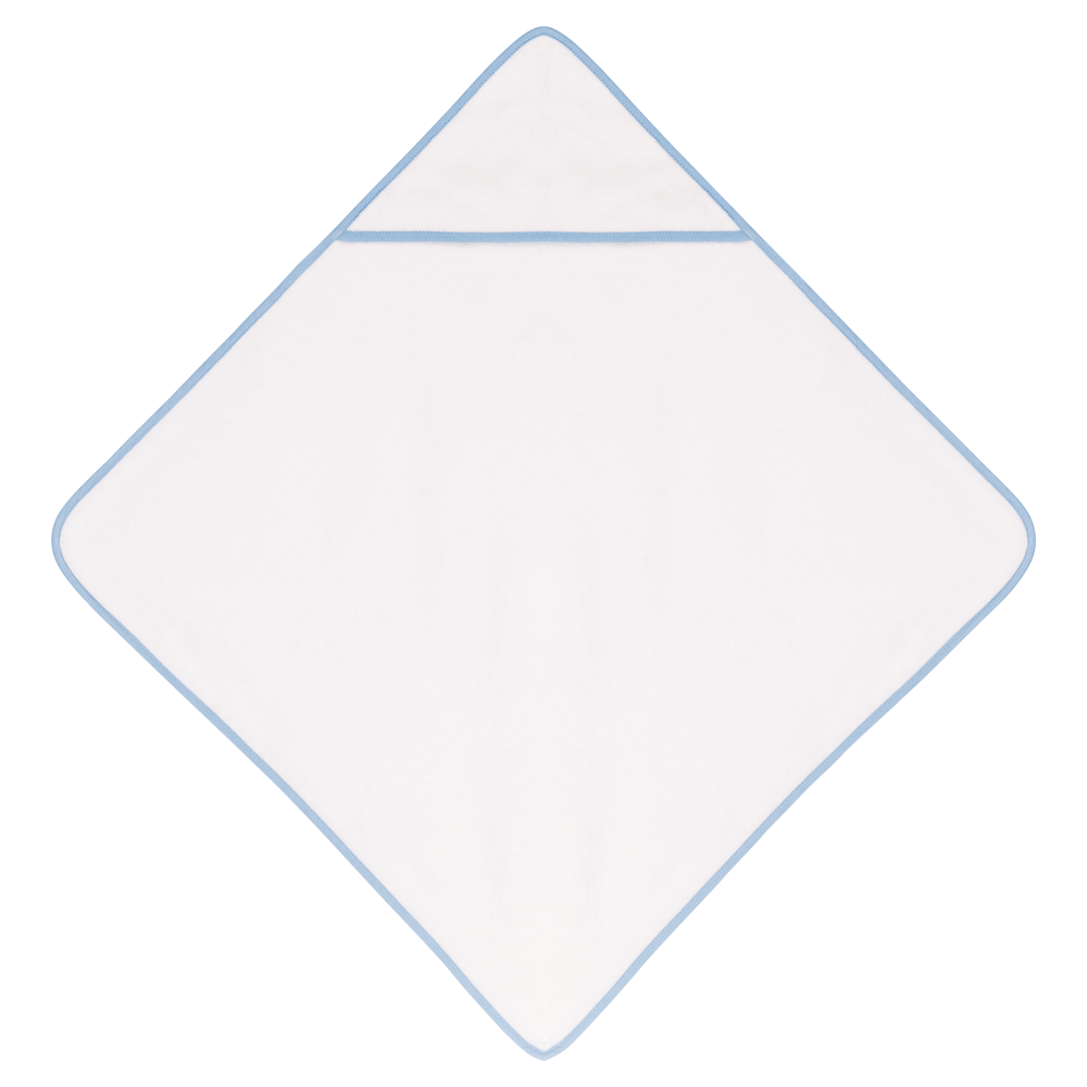 K124 - Baby Kapuzenbadetuch - White / Sky Blue