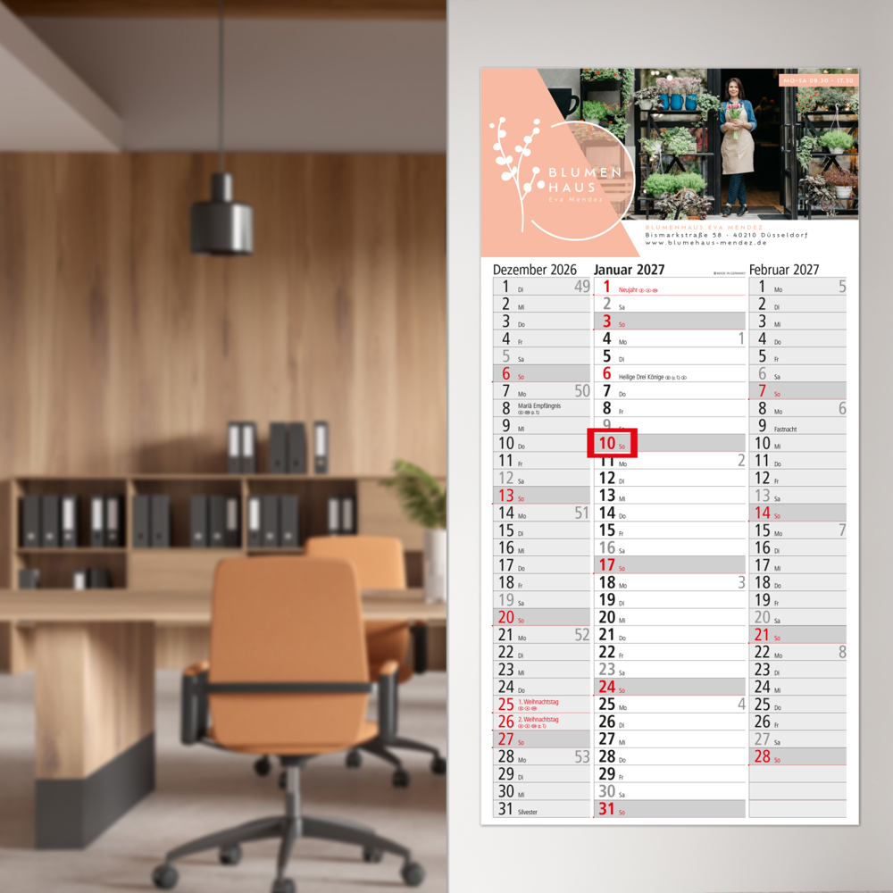 3-Monatskalender Einblatt Spectrum 3