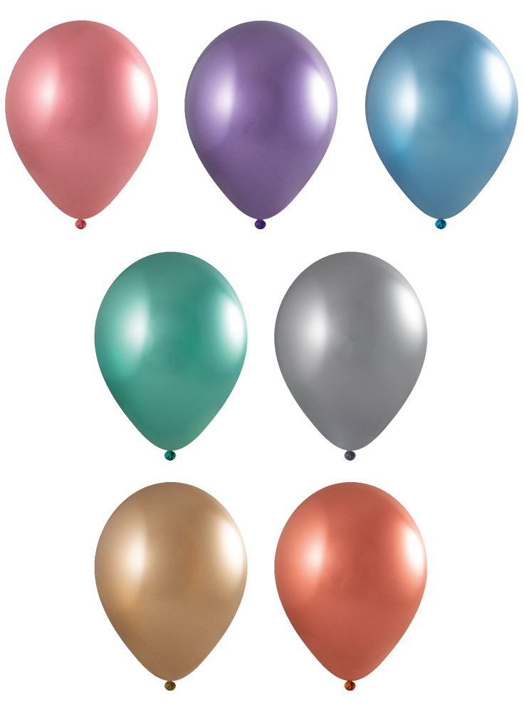 Ballons ohne Druck 90/100 cm Ø - 35 cm - 12 inch - Sortiert Chroom