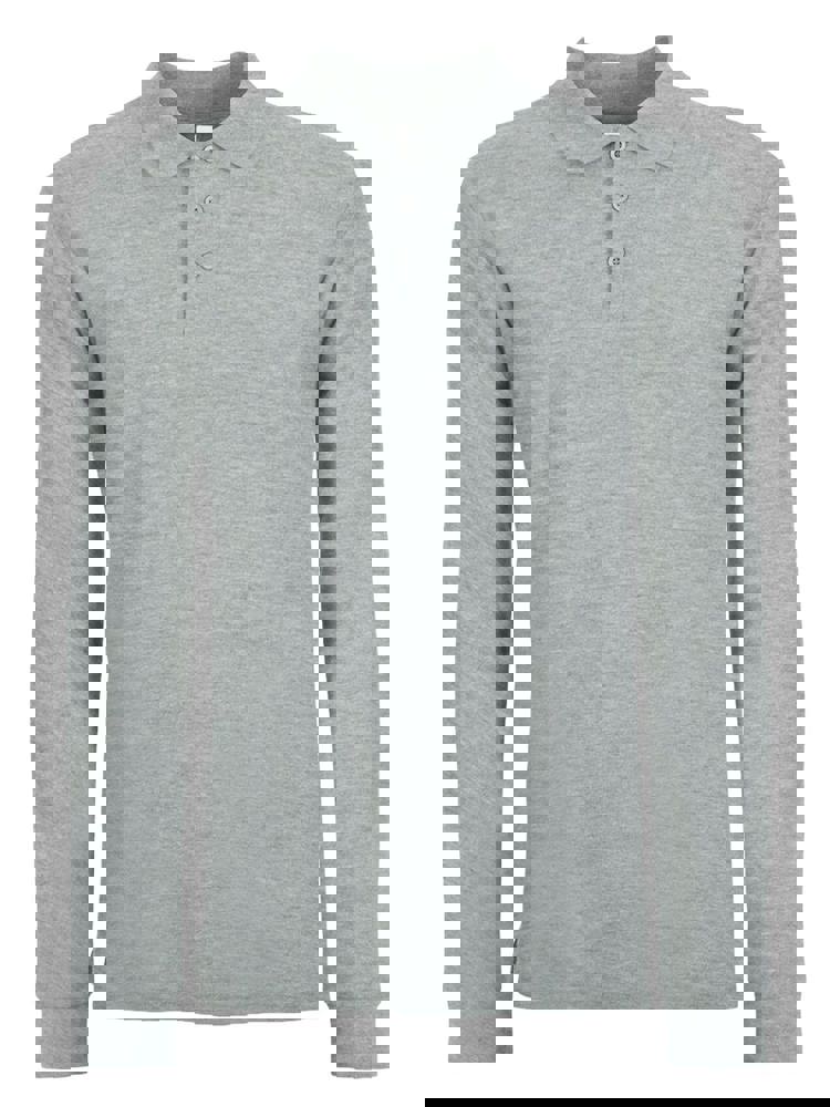 BS Evolution Langarm Polo, 180 gr/m² - Grau-meliert (PMS Cool Grey 7C)