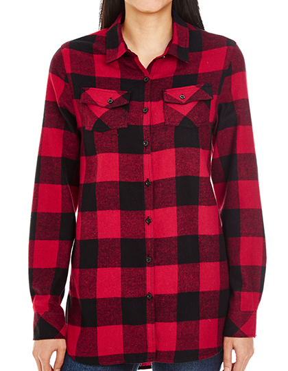 Burnside - Ladies´ Woven Plaid Flannel Shirt - Red - Black (Checked)