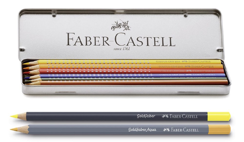 6 Buntstifte Colour Grip oder Goldfaber im Metalletui