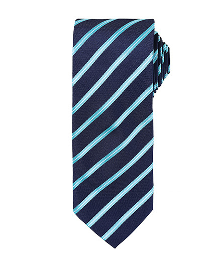 Premier Workwear - Sports Stripe Tie - Navy (ca. Pantone 2378C), Turquoise (ca. Pantone 7703C)