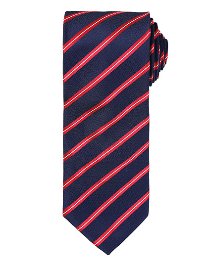 Premier Workwear - Sports Stripe Tie - Navy (ca. Pantone 2378C), Red