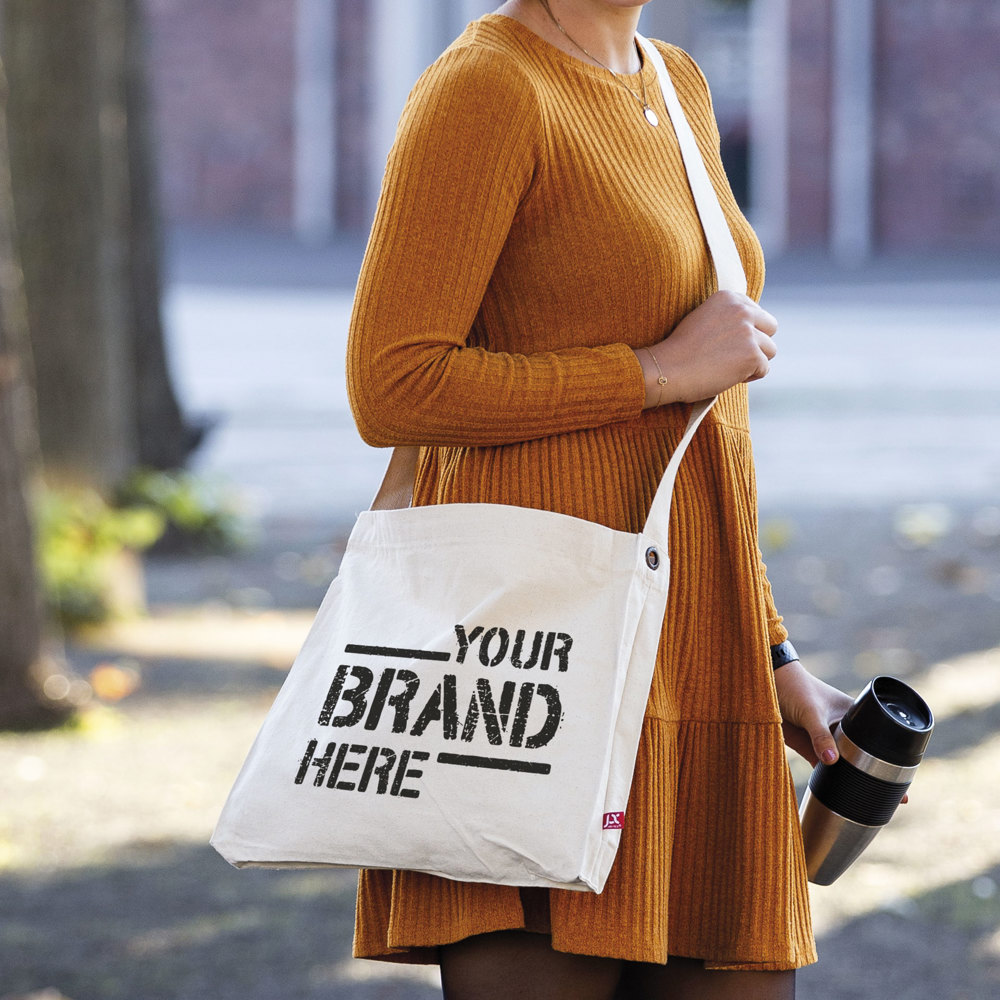 BILBAO – Canvas-Umhängetasche mit gewebtem Schultergurt und Metallöse