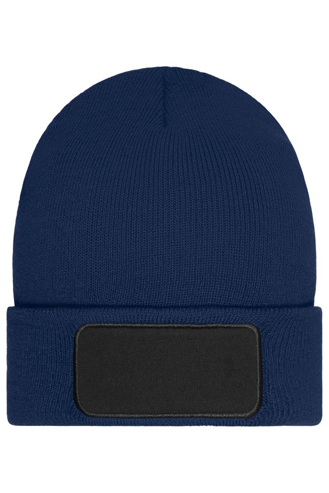 Beanie with Patch (10cm x 5 cm) - Thinsulate - Navy (ca. Pantone 296C)