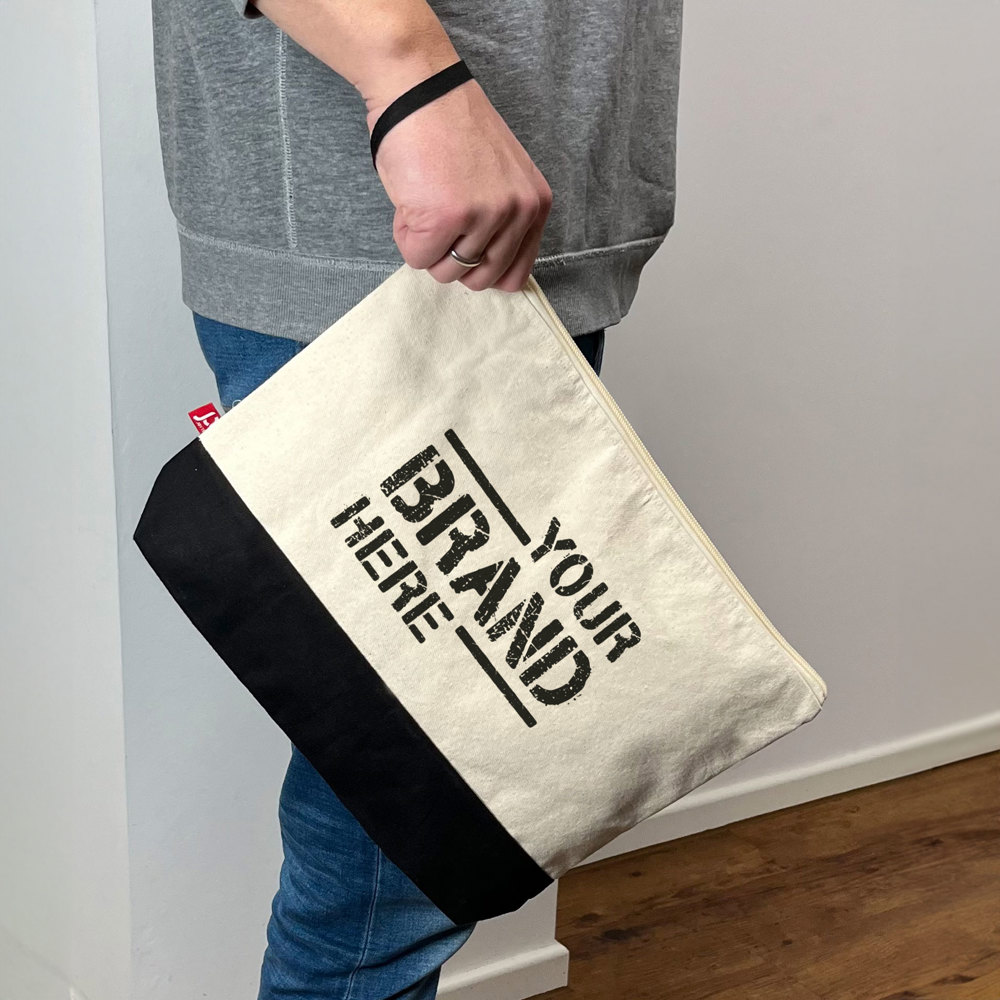 HEIDELBERG – Canvas-Reißverschlusstasche mit Kontrastboden und Trageschlaufe