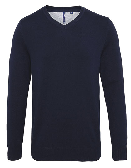 Asquith & Fox - Men´s Cotton Blend V Neck Sweater - French Navy