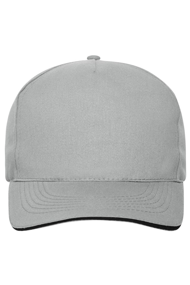 5 Panel Sandwich Cap Organic Cotton - Light-grey/black (ca. Pantone 400C
blackC)