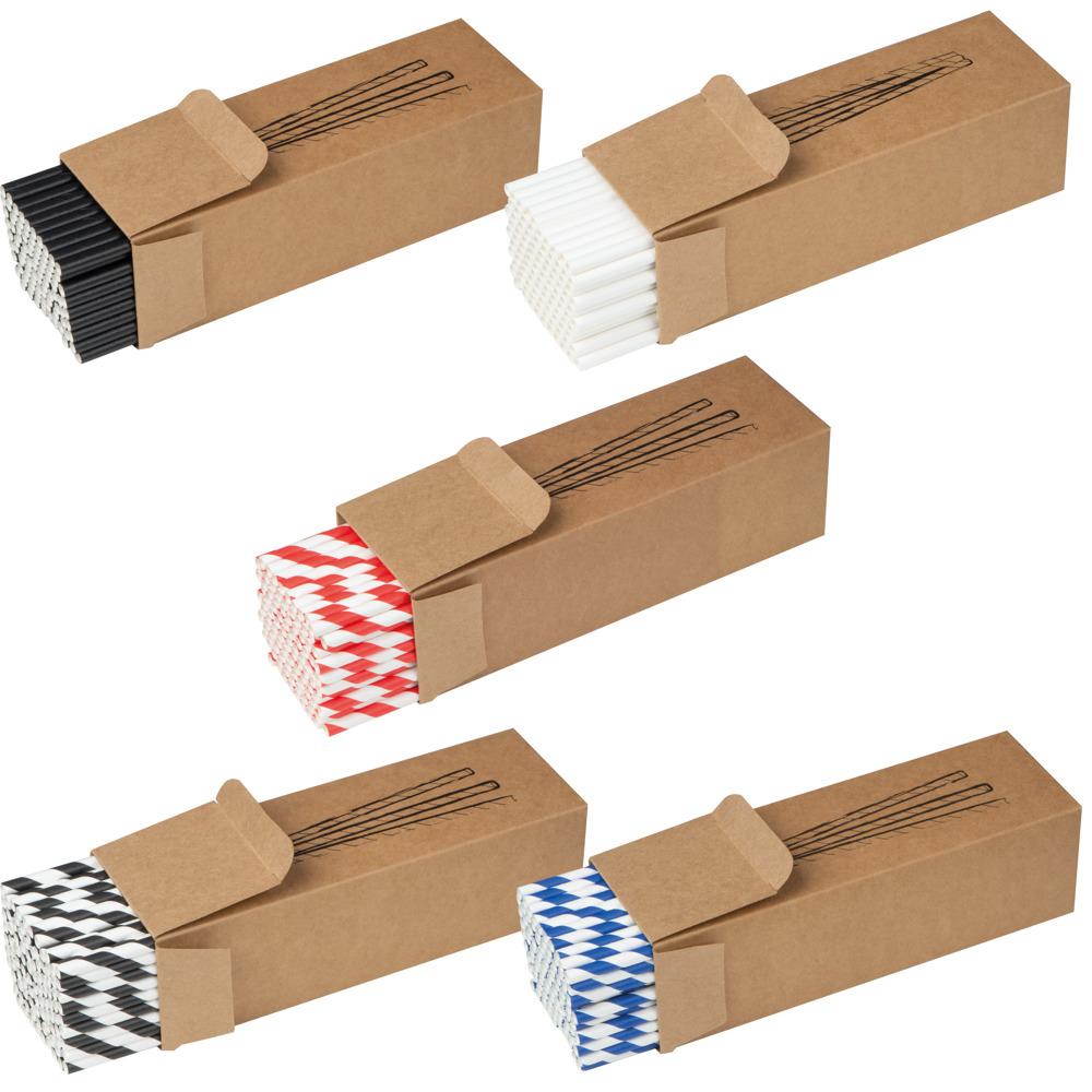 100er Set Trinkhalme aus Papier CARTER