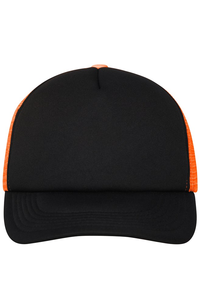 5 Panel Polyester Mesh Cap - Black/neon-orange (ca. Pantone blackC
1505C)