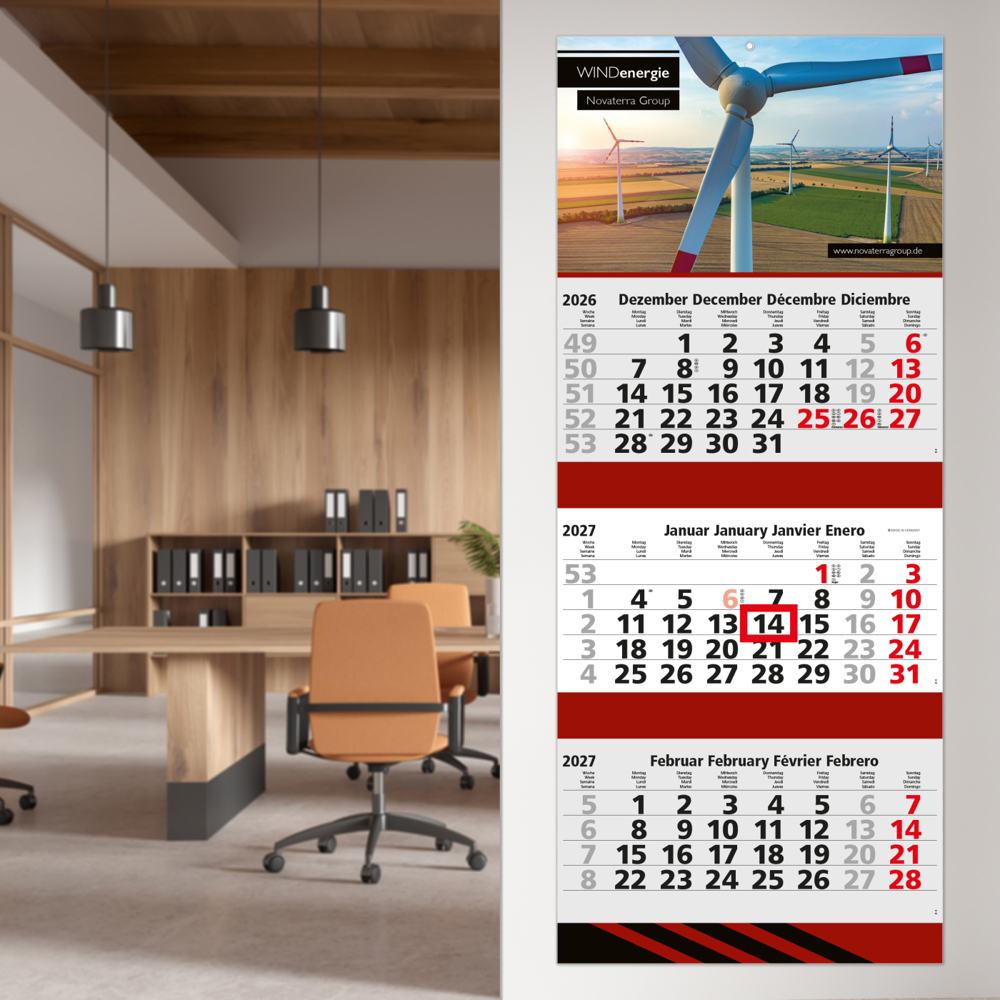 3-Monatskalender Mehrblock Maxi 3 Post