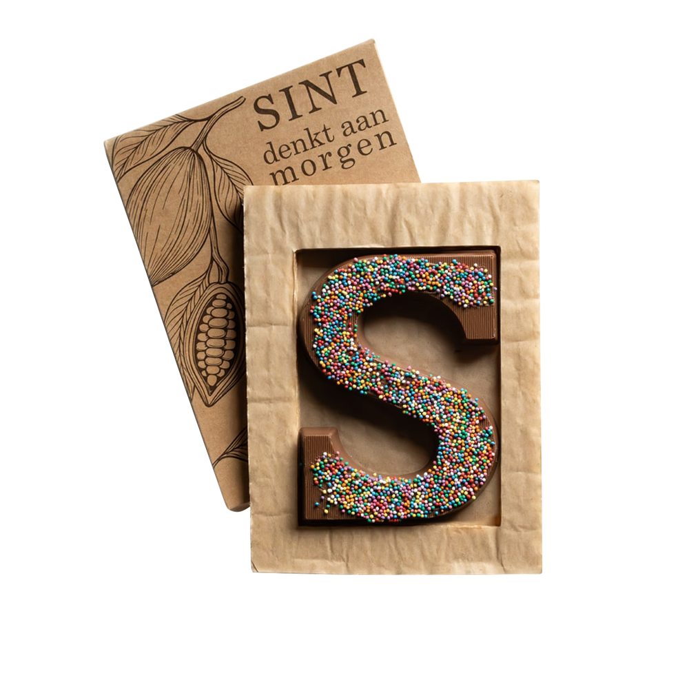 Luxus Schokoladenbuchstabe S mit Zuckerstreuseln | Vollmilch | 140g
