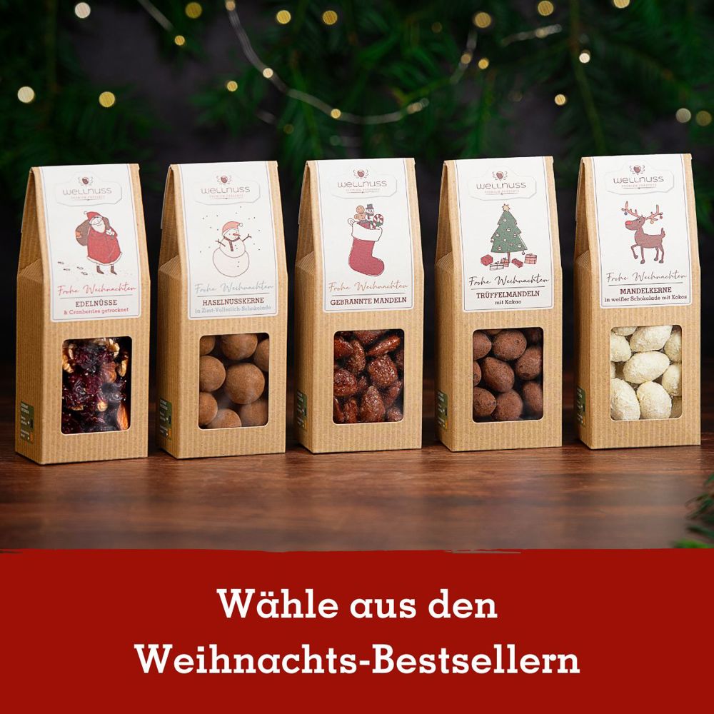 2 Premium Snacks in der Birkenholzbox - Weihnachts-Edition