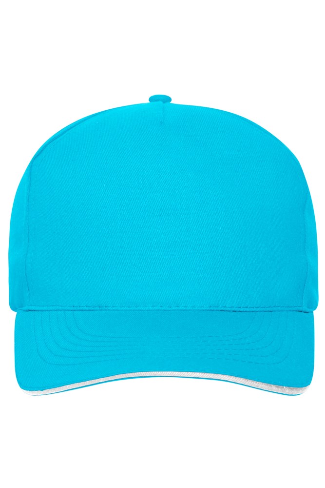 5 Panel Sandwich Cap Organic Cotton - Turquoise/white (ca. Pantone 312C
white)