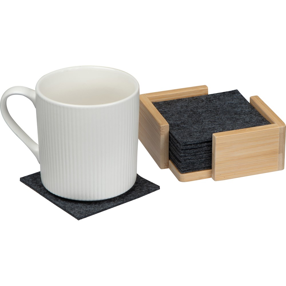 10 Filzuntersetzer im Bambusständer CELESTE