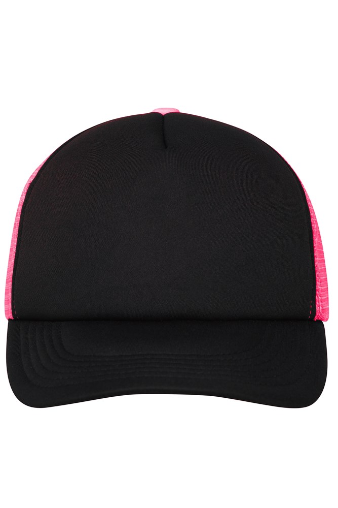 5 Panel Polyester Mesh Cap - Black/neon-pink (ca. Pantone blackC
806C)