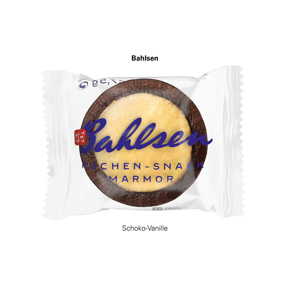 Minikuchen in Werbebox, Bahlsen Kuchensnack Marmor