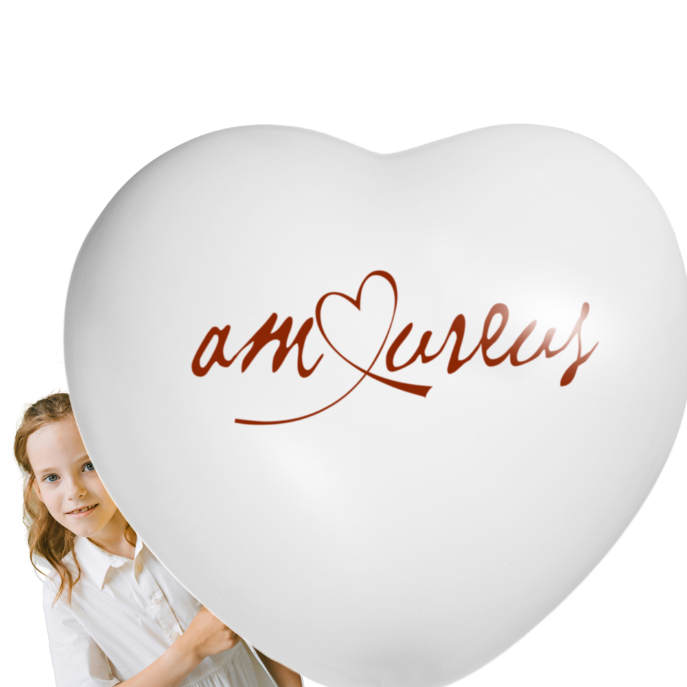 Bedruckte Riesenballons Herzform Ø 90 cm